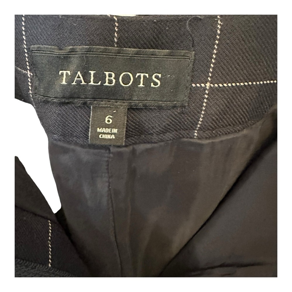 Talbots Women's Wool Blend Pants Black Window Pane Slacks Trousers Lined Size 6 - Picture 8 of 12